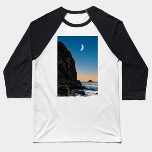 Moon over a rock and ocean Baseball T-Shirt